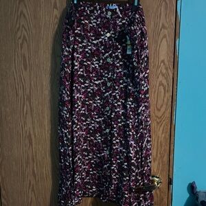 Source Unknown Floral Maxi Skirt - Pink and White